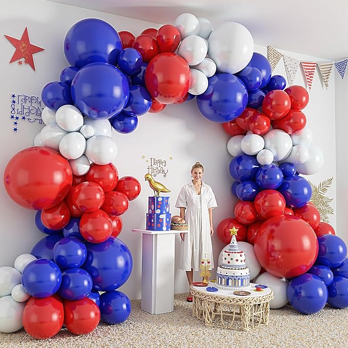 412Pcs Red White and Blue Balloons Garland Arch Kit, 5 10 12 18 inch Red White - Image 5