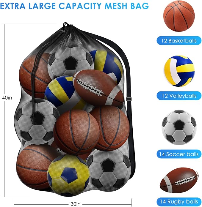 BROTOU Extra Large Sports Ball Bag Mesh, Basketball Bags Team Balls | - Image 2