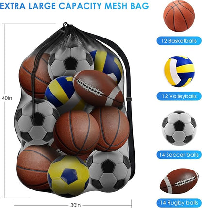 BROTOU Extra Large Sports Ball Bag Mesh, Basketball Bags Team Balls | - Image 2