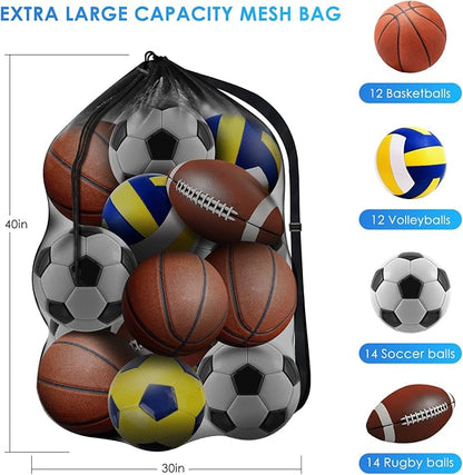 BROTOU Extra Large Sports Ball Bag Mesh, Basketball Bags Team Balls | - Image 2