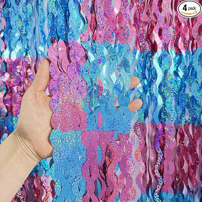 GOER Metallic Tinsel Foil Fringe Curtains Party Photo Backdrop Party Streamers by GOER