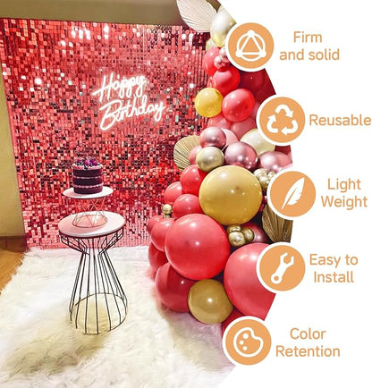 4x6 FT Red Shimmer Wall Backdrop, Glitter Bling Photo Backdrop - Image 3