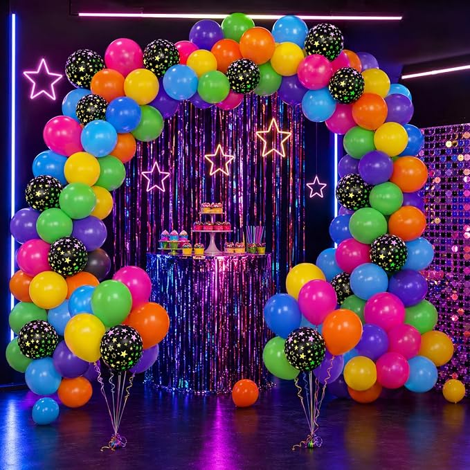 Neon Balloons, 80s 90s Balloons 12 Inch Yellow Orange Hot Pink Purple Lime - Image 5