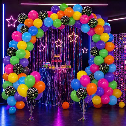 Neon Balloons, 80s 90s Balloons 12 Inch Yellow Orange Hot Pink Purple Lime - Image 5