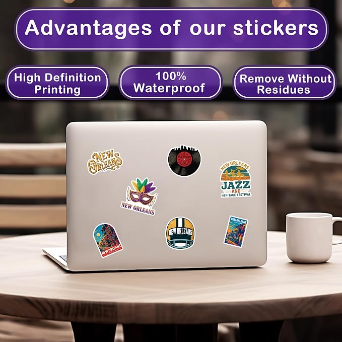 50 Pcs New Orleans Stickers Louisiana Travel Sticker America Themed Vinyl Decal - Image 3