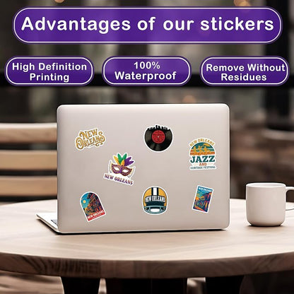 50 Pcs New Orleans Stickers Louisiana Travel Sticker America Themed Vinyl Decal - Image 3