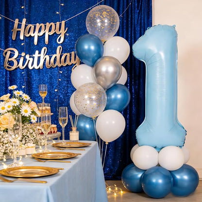 40 In Matte Blue Number Balloons Helium Foil Mylar Balloon Party Digital 11 | - Image 4