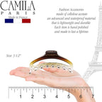 Camila Paris CP2380 French Hair Clip for Women, Medium Narrow, Brown / Cristal, Girls Hair Claw Clips Jaw Fashion Durable Styling Hair Accessories for Women, Strong Hold No Slip Grip, Made in France