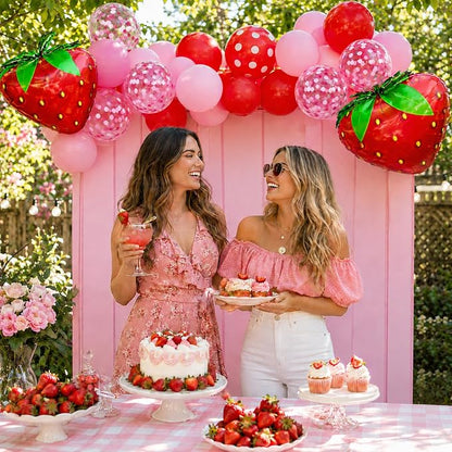Strawberry Balloons for Sweet Party Decor | 12 Inch Red Pink Strawberry Printed - Image 8