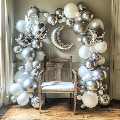 RUBFAC 87pcs Silver Balloons Latex Balloons Different Sizes 18 12 10 5 Inch - Image 4
