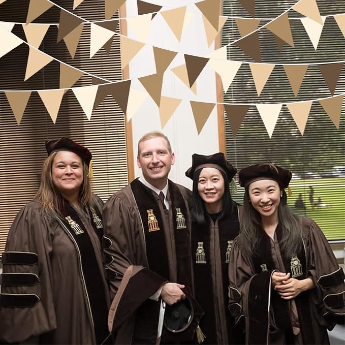 32Ft Brown Party Decorations Brown Pennant Banner Fabric Triangle Flag Bunting - Image 6
