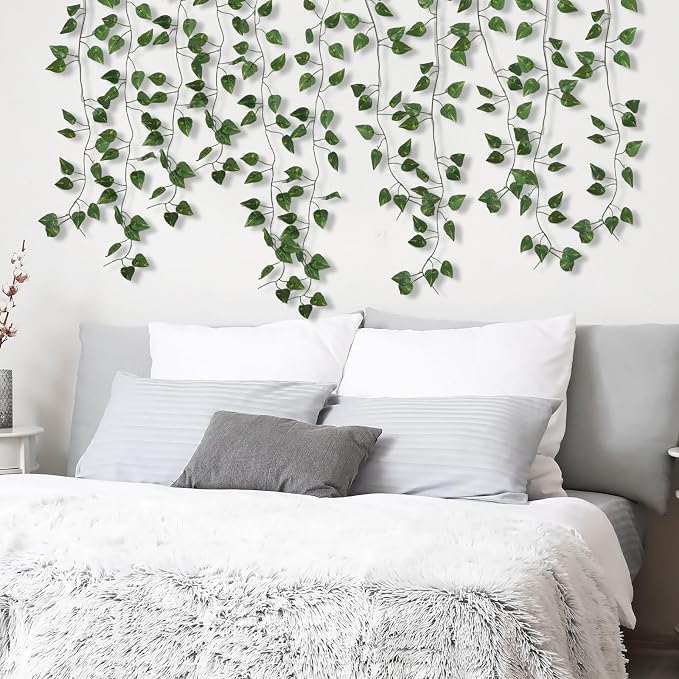 CEWOR 48 Pack 7 Feet Artificial Ivy Garlands, Fake Vines Greenery Hanging - Image 7