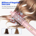 4 in 1 Rotating Hair Dryer Brush Spinning with Detachable Brush(2" & 1.5"),Negative Ionic Brush Blow Dryer 100-120V,3 Heats and 2 Speeds Rotating Hot Air Brush for Curling,Straight,Drying