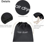 Bememo Hair Dryer Bags Drawstring Bag Hairdryer Container, 11.8 by 13.8 Inch(Cotton,Black)