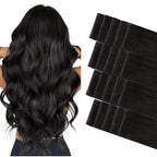 GOO GOO Invisi Edge Tape in Hair Extensions Human Hair, 1B Natural black 20pcs 22inch 50g, Virgin Remy Hair, Seamless Injected Tape, Natural Look
