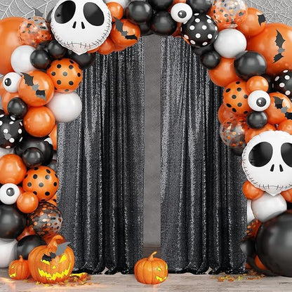 Sugargirl Halloween Black Sequin Backdrop Curtain 6 Panels 2FTx8FT Glitter - Image 3