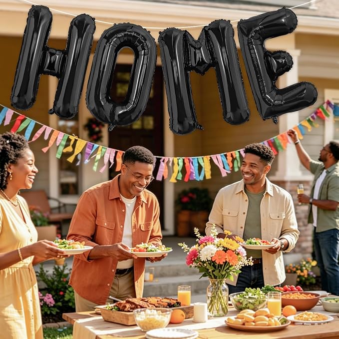 Black HOME Balloons, 40 Inch HOME Letter Balloons Home Balloon Banner - Image 5