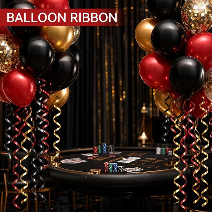 TONIFUL Shiny Black Red Gold Curling Ribbon Balloon String Gift Wrapping | 300 - Image 4