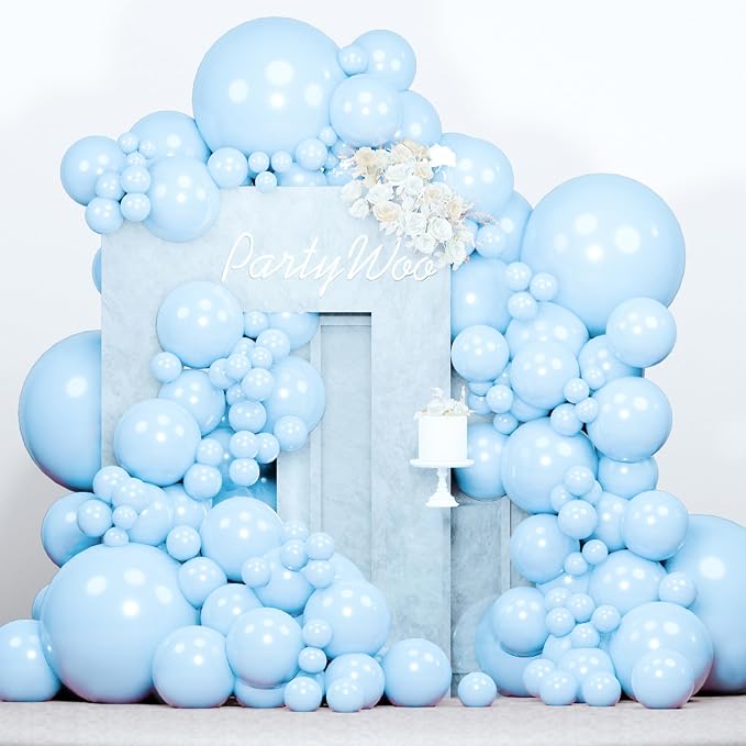 PartyWoo Baby Blue Balloons 140pcs Different Sizes of 18 12 10 5 Inch Light by PartyWoo