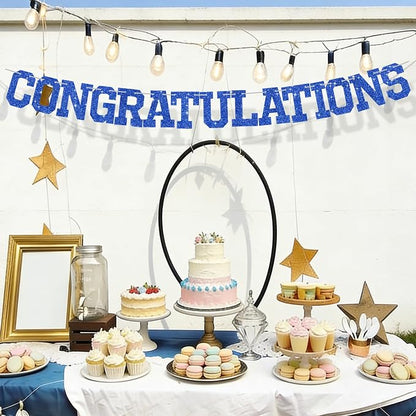 BEISHIDA Glitter CONGRATULATIONS Banner Blue 2026 Graduation Party Decorations - Image 4
