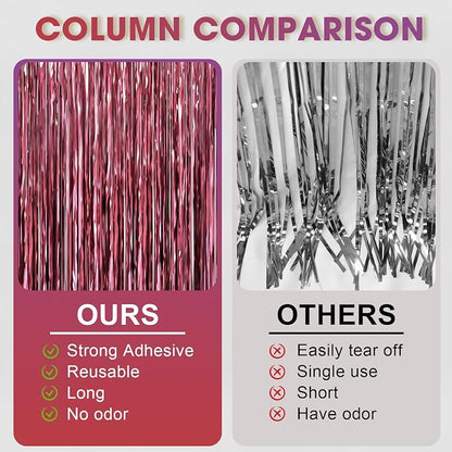 Voircoloria Burgundy Foil Fringe Backdrop Curtains, Birthday Party Decorations - Image 4