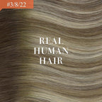 Ve Sunny Ponytail Extension Human Hair for Women Clip in Ponytail Hair Extension Straight Hair Pieces Wrap Around Around Darker Brown Fading To Ash Brown Mix Light Blonde Balayage 22inch 80G