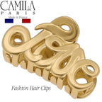 Camila Paris CP3286 French Hair Clip for Women, 2 inch Girls Hair Claw Clips Jaw Gold Fashion Durable and Styling Hair Accessories for Women, Strong Hold No Slip Grip, Made in France