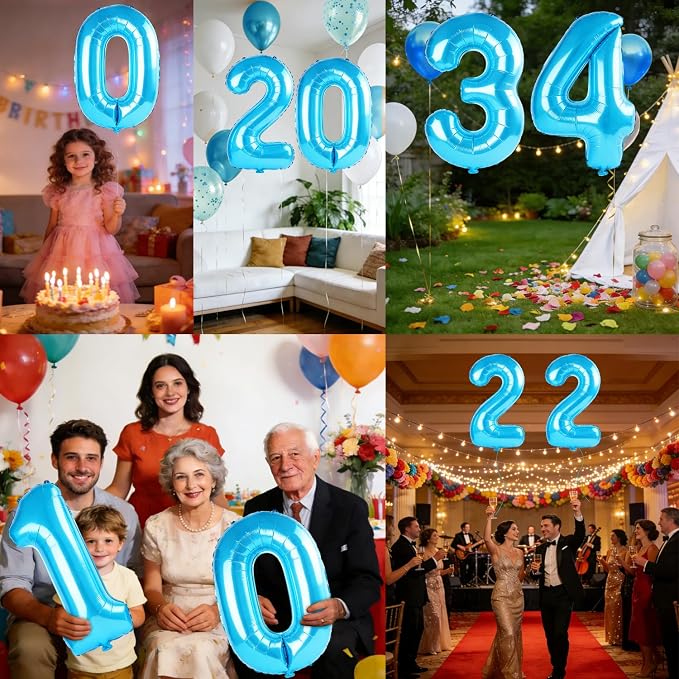 40 Inch Number 34 Balloons for 34th Birthday Party Decorations, 0-100 Jewelry - Image 7