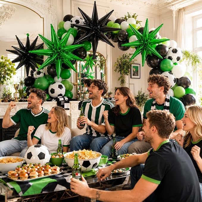 HILAVO 6PCS Black Green Star Balloons, 22Inch Huge Explosion Star Balloons - Image 4