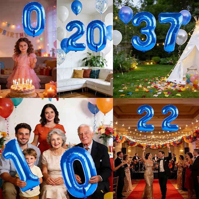 40 Inch Number 37 Balloons for 37th Birthday Party Decorations, 0-100 Dark Blue - Image 7