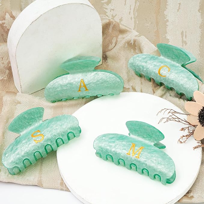 Hair Clips for Women | Monogram Hair Claw Hair Accessory | Personalized Gifts for Women Teen Girl Trendy Stuff | Cute Hair Claws | Gifts for Girls Her Mom Bridesmaid Wife - Green,M