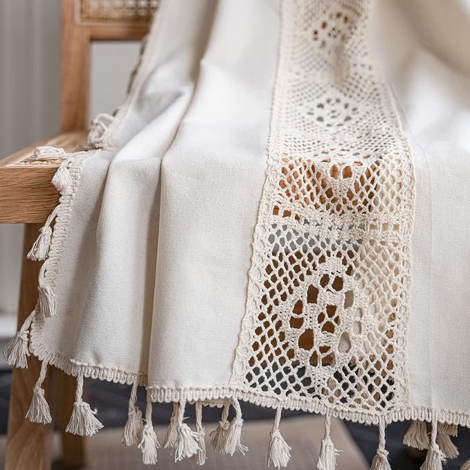Sutuo Home Boho Curtain Crochet Lace Patchwork Semi-Blackout Bohemian Handmade - Image 6