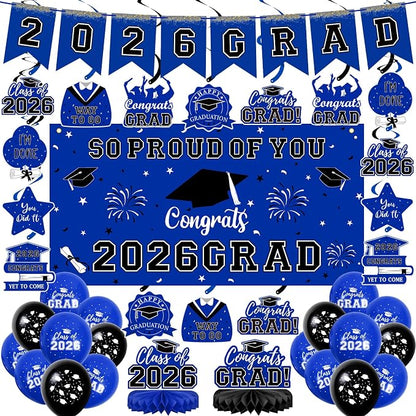59Pcs Graduation Decorations 2026 Backdrop Balloons Banner Centerpiece Hanging by Yunfan
