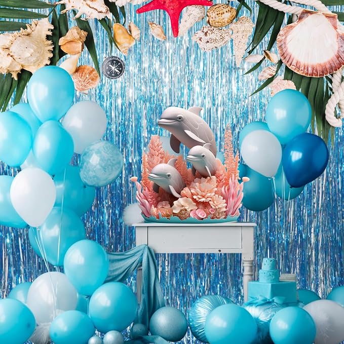 GOER 3.2 ft x 9.8 ft Metallic Tinsel Foil Fringe Curtains Party Photo Backdrop - Image 3