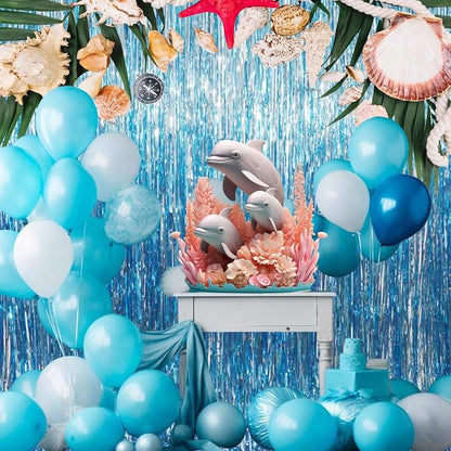 GOER 3.2 ft x 9.8 ft Metallic Tinsel Foil Fringe Curtains Party Photo Backdrop - Image 3