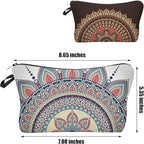 2 Pcs Cosmetic Bag for Women Small Make Up Bag Waterproof Travel Toiletries Pouch with Zipper for Organizing Small Items, Gift Bags for Birthday Christmas(Mandala)