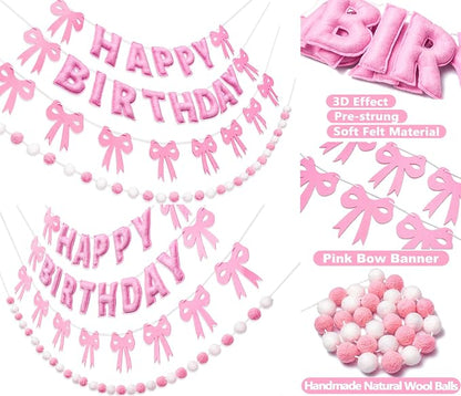 Pre-Strung Pink Birthday Decorations 3D Pink Birthday Banner - Image 4