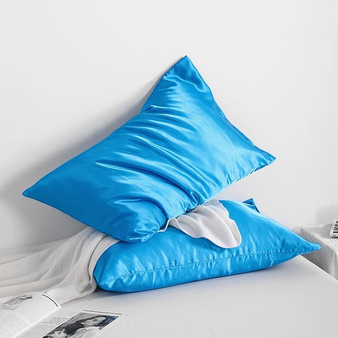 NTBAY 12 Pack Satin King Pillowcases for Hair and Skin, Luxurious and Silky Pillow Cases with Envelope Closure, 20 x 36 Inches, Royal Blue