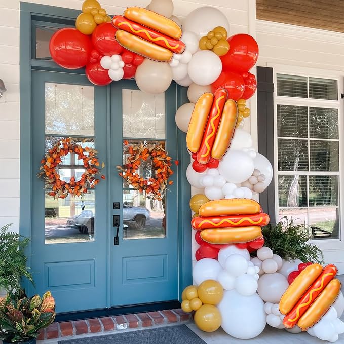 6PCS Giant Hot Dog Foil Balloons 28", Funny Fast Food Party Balloons | - Image 4