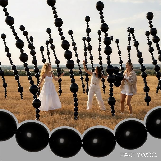 PartyWoo Black Linking Balloons 100pcs 12 Inch Black Link Balloons | - Image 7