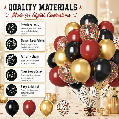 Burgundy Gold Balloons, Metallic Gold, Bachelorette Anniversary Bridal Shower - Image 7