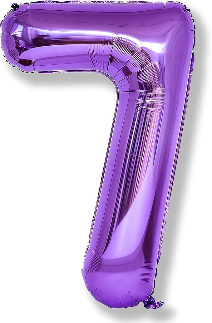 7th Birthday Number Balloon for Girls, 40 Inch Giant Mylar Purple 7 Balloon by Isndare