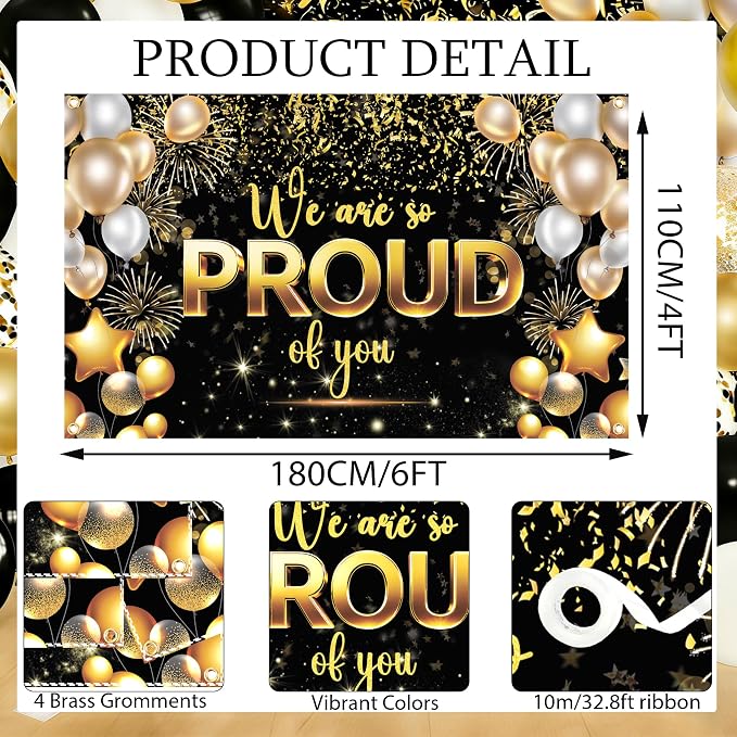 55 PCS We Are So Proud of You Party Kit – 6x4ft Graduation Banner Backdrop - Image 2