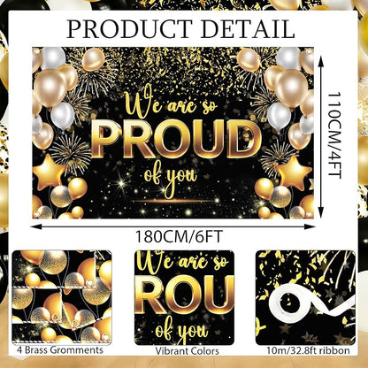 55 PCS We Are So Proud of You Party Kit – 6x4ft Graduation Banner Backdrop - Image 2