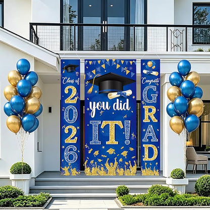 Blue and Gold Graduation Decorations 2026 Congrats Grad Hanging Banner You Did - Image 6