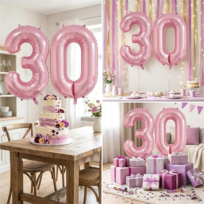 Number Balloons Pink Party Balloon - Image 7