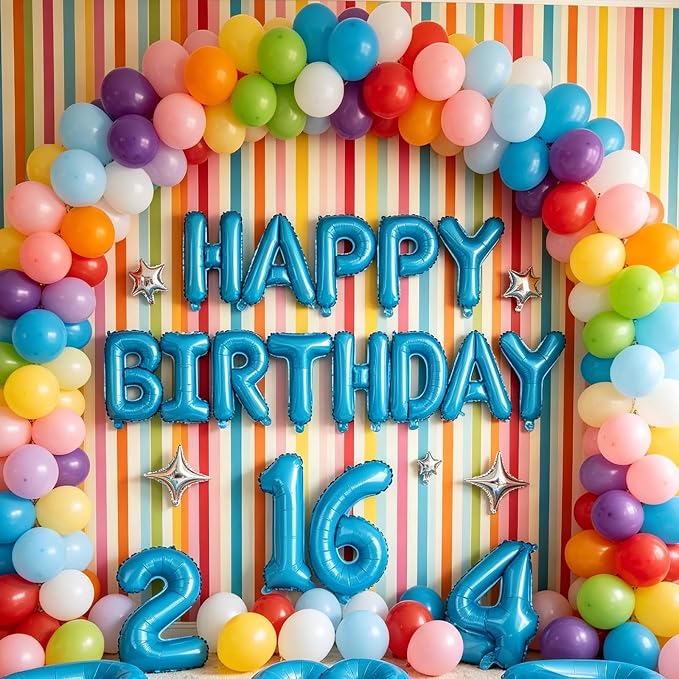 2 Set 20 Pcs Number Balloons 16 Inch Light Blue 0-9 Number Foil Balloons Light - Image 5