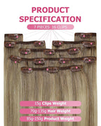 YoungSee Balayage Clip in Human Hair Extensions Light Brown Mix Blonde Balayage Straight Clip on Hair Extensions for Women Light Brown Real Human Hair Extension Clip ins 120G 14In 7Pcs