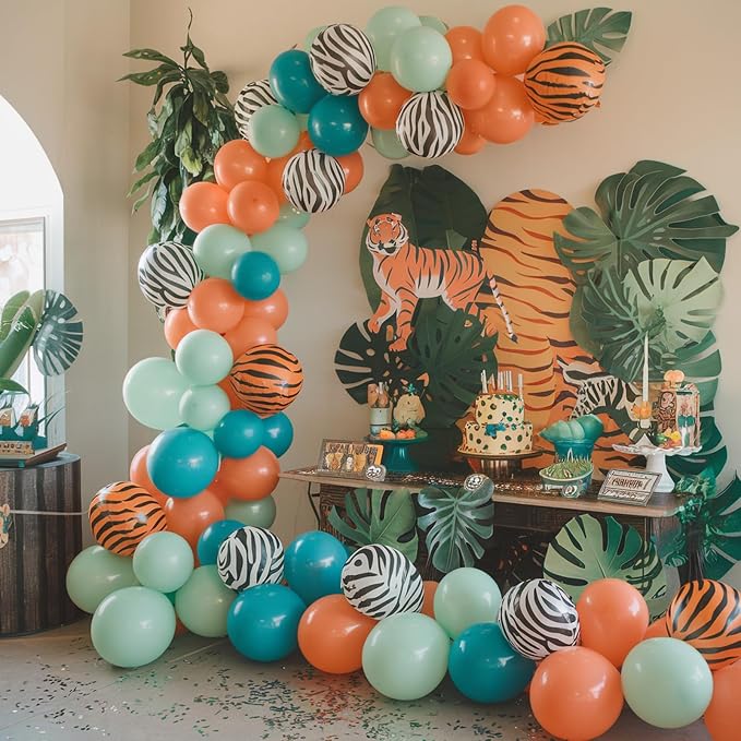 Jungle Balloons, 12 Inch 50 Pcs Safari Ballons Fresh Green Teal Balloon Animal - Image 5