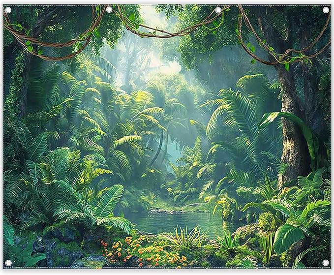 Fabric 10x8ft Jungle Forest Photography Backdrop Rainforest Banner | Tropical by ZTHMOEBACKDROP